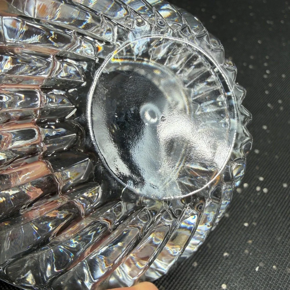 Vintage Sweden Crystal Glass Petal Votive Trilliant Trinket Dish Candle Holder